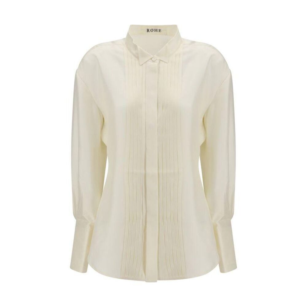Rohe Silk Dress Shirt Women Cream Shirts